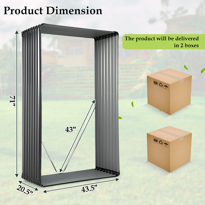 Costway 1 Pc Galvanise Souleve Lit De Jardin Exterieur Planter Boite Bois De Chauffage Porte-journaux
