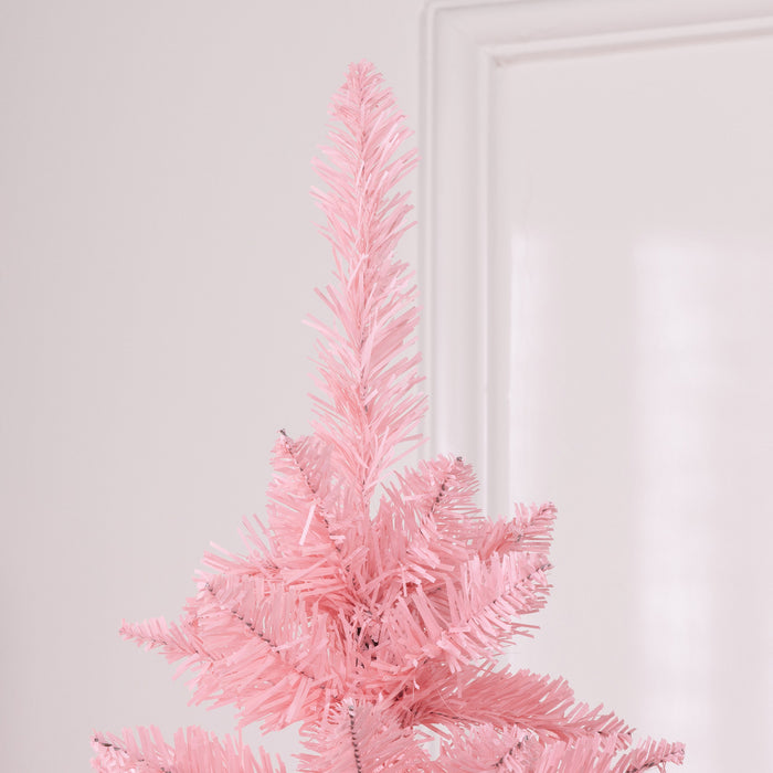 Homcom Arbre De Noel Artificiel De 7pi De Haut Avec Base En Acier, Rose