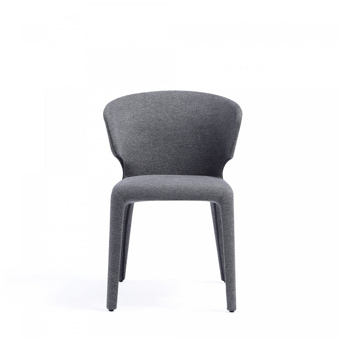Chaise de salle a manger rembourree Conrad style milieu du siecle en gris - Lot de 4