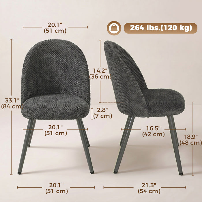 HOMCOM Dining Chairs Set of 2 with Velvet Fabric Upholstery, Dark Grey
