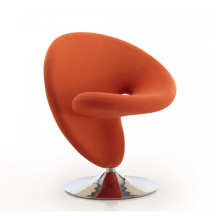 Fauteuil lounge pivotant moderne en laine melangee Curl, orange - Lot de 2