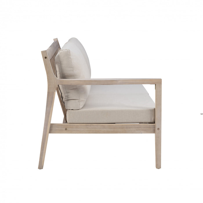 Causeuse Teagon de couleur beige et naturelle pour la terrasse à l’extérieur - ensemble de 2