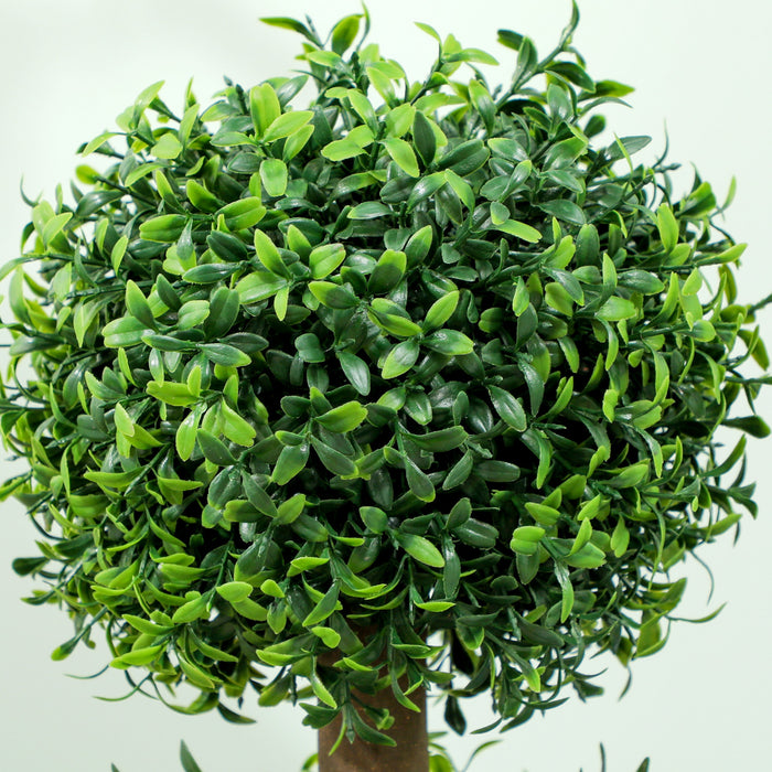 HOMCOM Lot de 2 arbres topiaires en buis artificiels fausses plantes en pot