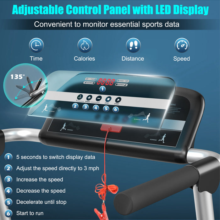 Tapis De Course Electrique 2.25 Hp Costway, Pliable A Led Avec Controle D'application Officielle Costway
