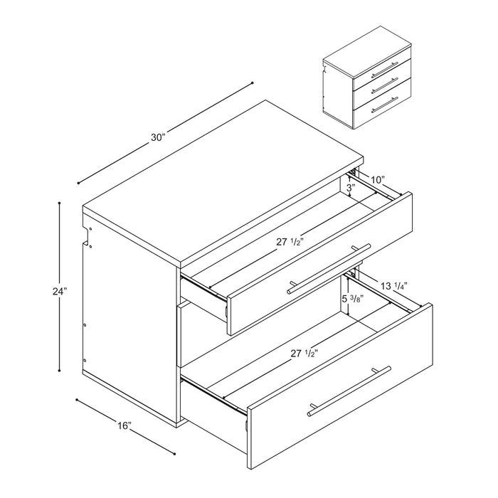 Armoire de plancher HangUps à 3 tiroirs avec rangement - blanche