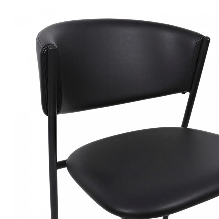 Chaise laterale contemporaine moderne Drift en cuir vegetalien et metal noir - Lot de 4