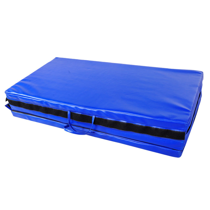 Soozier 4ft X 8ft X 2inch Tri-fold Gymnastics Tumbling Mat Exercise Mat With Carrying Handles, Dark Blue (tapis De Gymnastique Tri-plies Avec Poignees De Transport)