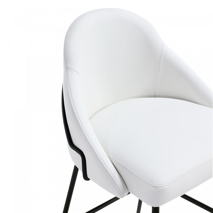 Tabouret de bar moderne en metal Gracie, rembourre, blanc et noir