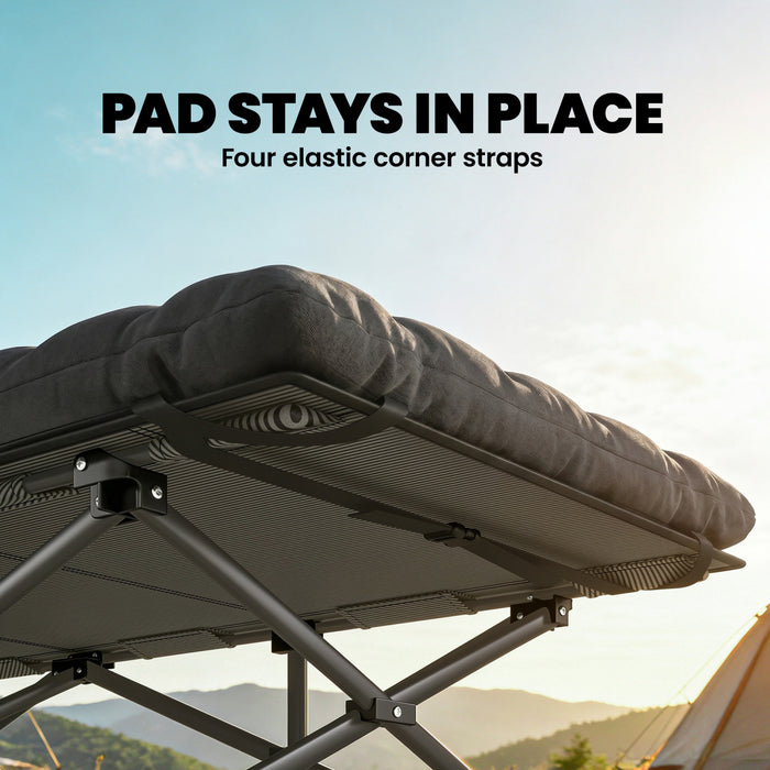 Outsunny Lot de 2 lits de camping avec matelas, lits pliants extra-larges de 80 cm, noir