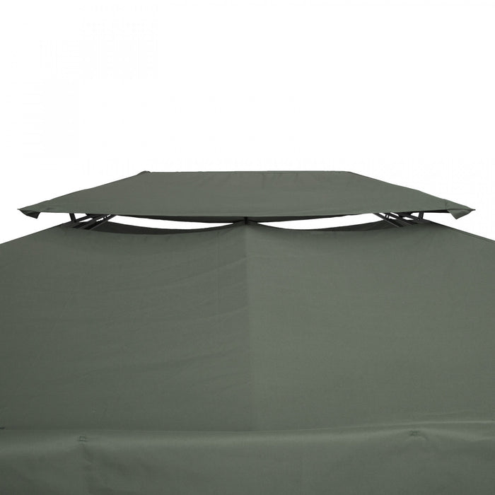 Outsunny 13' X 10' Gazebo Remplacement Auvent 2 Niveaux Haut Uv Couverture Pavillon Jardin Patio Exterieur, Gris Fonce (top Uniquement)