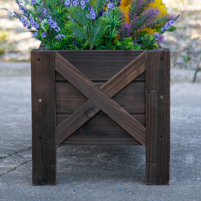 Outsunny Jardiniere Surelevee De 3,3 X 1,2 X 1,2 Jardiniere Surelevee Pour Plantes De Patio Exterieur Fleur Legumes Pot En Bois De Sapin, Carbonise