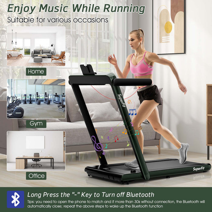 Tapis De Course Pliable 2 En 1superfit – Moteur 2,25 Cv – Double Ecran – Haut-parleur Bluetooth