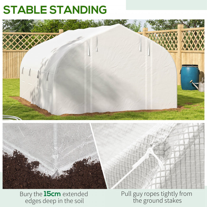 Outsunny Serre Polytunnel 13 X 9,8 Pi, Parois Laterales Enroulables Zippees