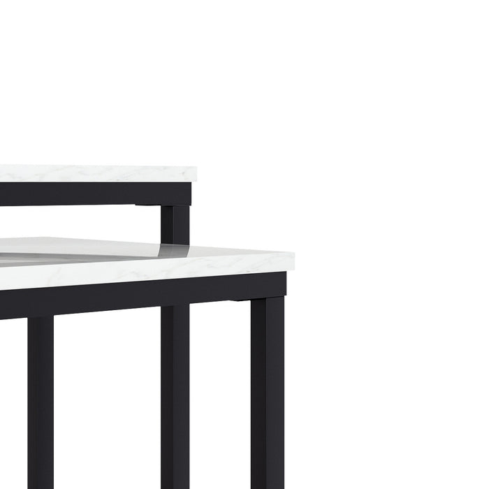 Quartz Tables Gigognes Carrees a Deux Plateaux en Marbre