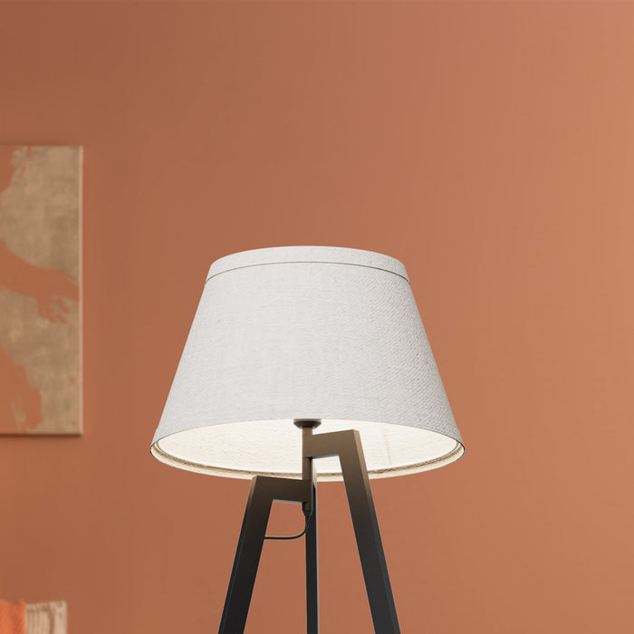 Lampe de table architecturale noire de 27 po à trépied avec abat-jour texturé