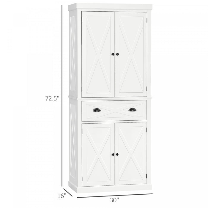 HOMCOM Garde-Manger Buffet Autoportant 4 Portes Blanc