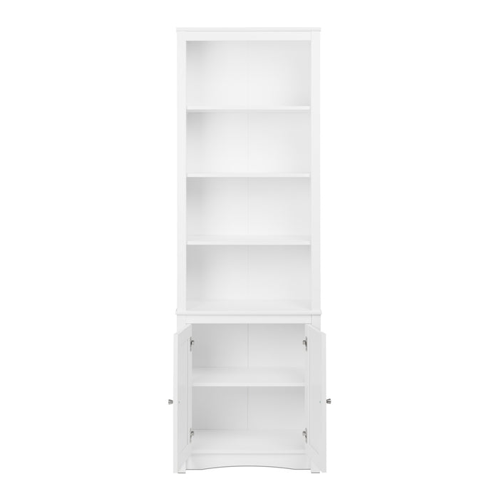 Bibliothèque haute avec 2 portes de style Shaker - blanche