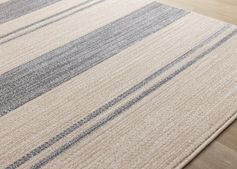Tapis Covington beige et gris a rayures, 7'10\" x 10'6\"