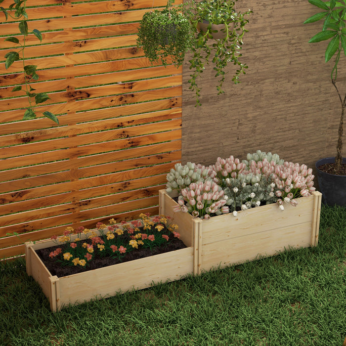 Outsunny Diy Kit De Jardin Sureleve En Bois Avec Fond Ouvert, Deux Boites De Jardinieres Surelevees Pour Le Jardin, Le Patio Pour Faire Pousser Des Legumes, Des Fleurs, Des Fruits Et Des Herbes