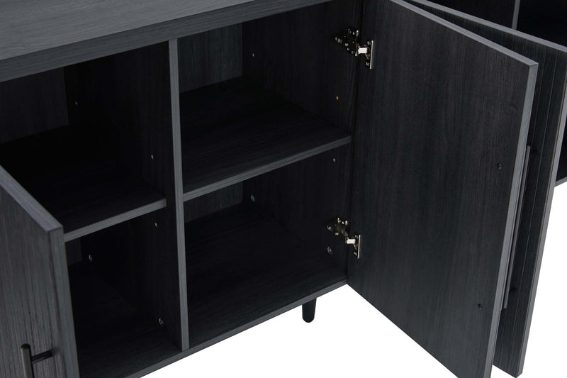 Buffet Jodie style mid-century moderne 65\" a rainures en gris charbon