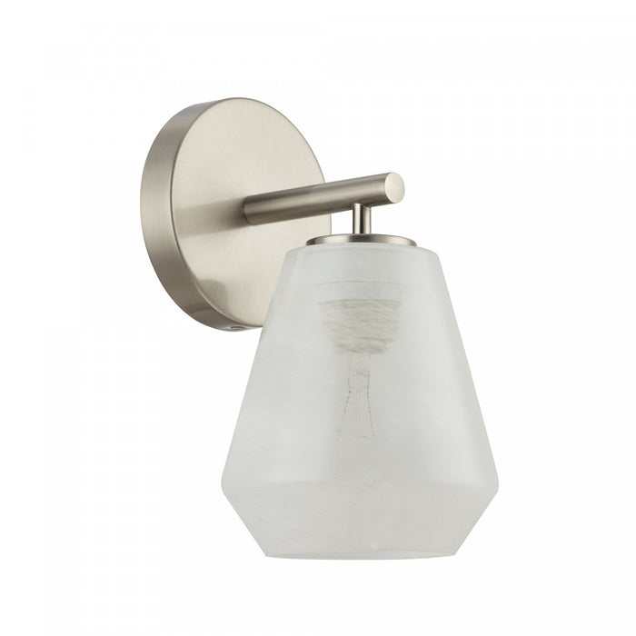 Applique Murale A 1 lampe Brooke, Nickel Brosse Avec Verre Blanc Vaporeux