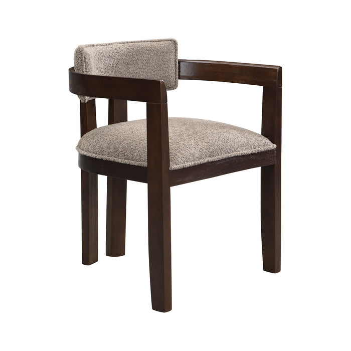 Evelyn Ensemble de 2 chaises de salle a manger en bois de caoutchouc avec accoudoirs et assise rembourree, expresso