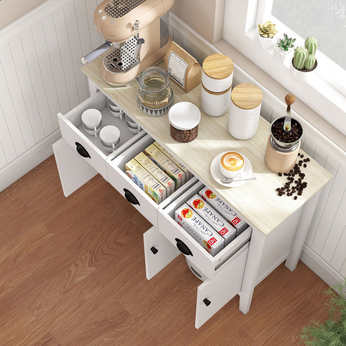 HOMCOM Buffet, meuble de bar de cuisine 40 pouces, blanc