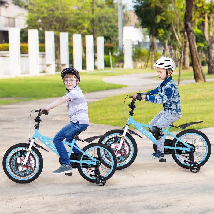 Costway 18\" Velo Pour Enfants Pour 4-8 Avec Guidon Reglable En Hauteur Et Frein A Main En Selle Bleu