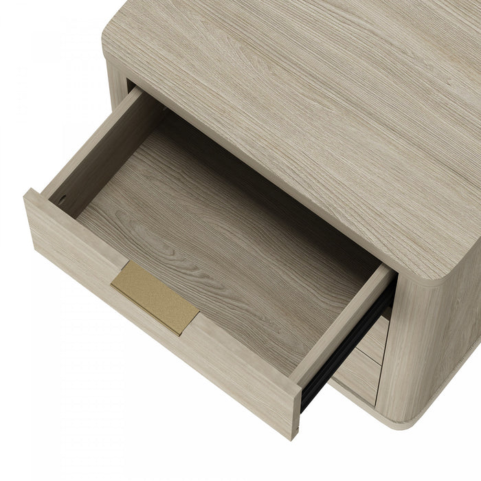 Table de nuit moderne Evelyn 20\" en bois naturel (3 tiroirs)