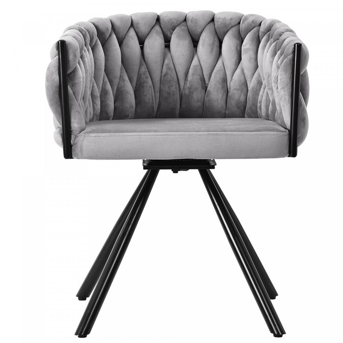 Chaises de salle a manger pivotantes Amelia en velours avec revetement capitonne et pieds en metal, lot de 2, gris