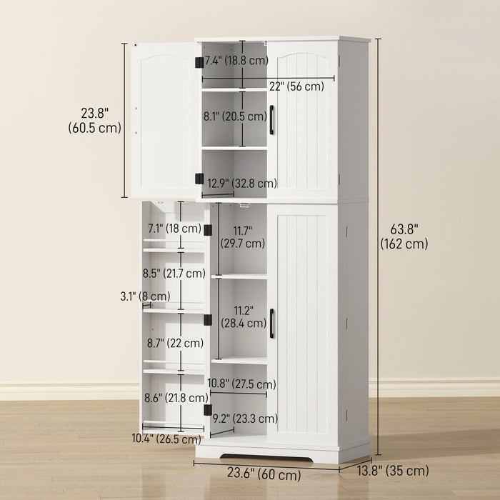HOMCOM Armoire de rangement, 64 po, avec etageres reglables, blanc