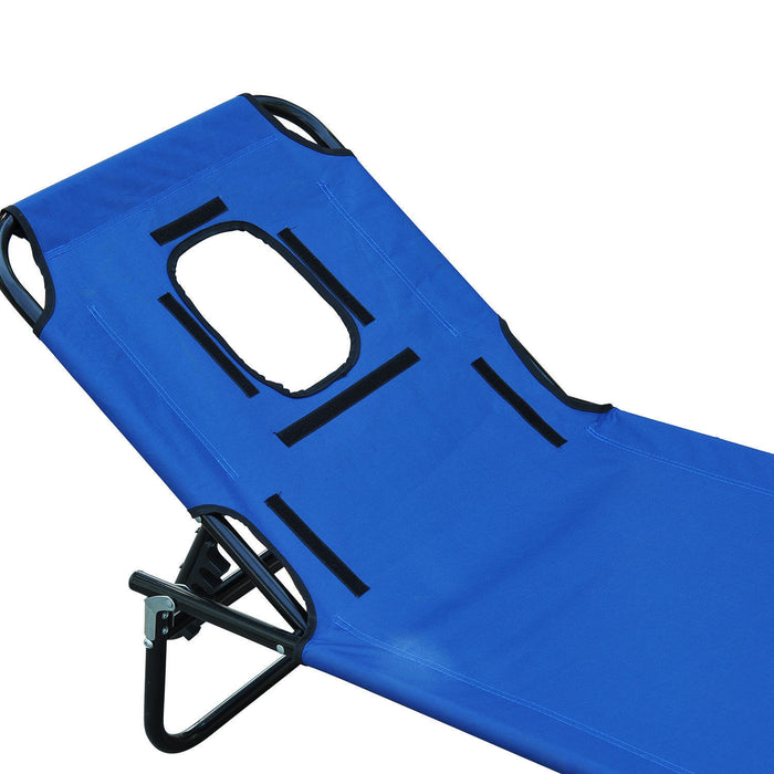 Chaise Longue Pliante D'exterieur Outsunny, Bleue