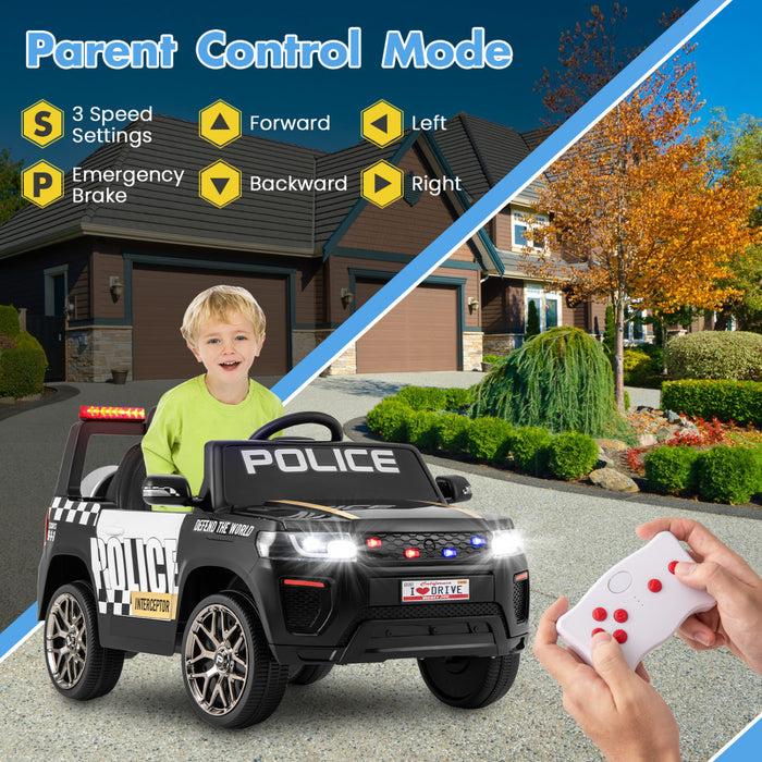Honeyjoy Kids Ride Sur Voiture De Police 12v 7a Batterie Voiture De Police Avec Telecommande Noir