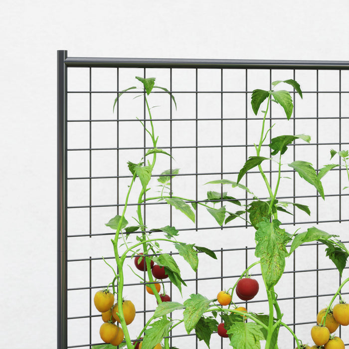 Outsunny Lit de jardin sureleve avec treillis, fond ouvert, gris fonce