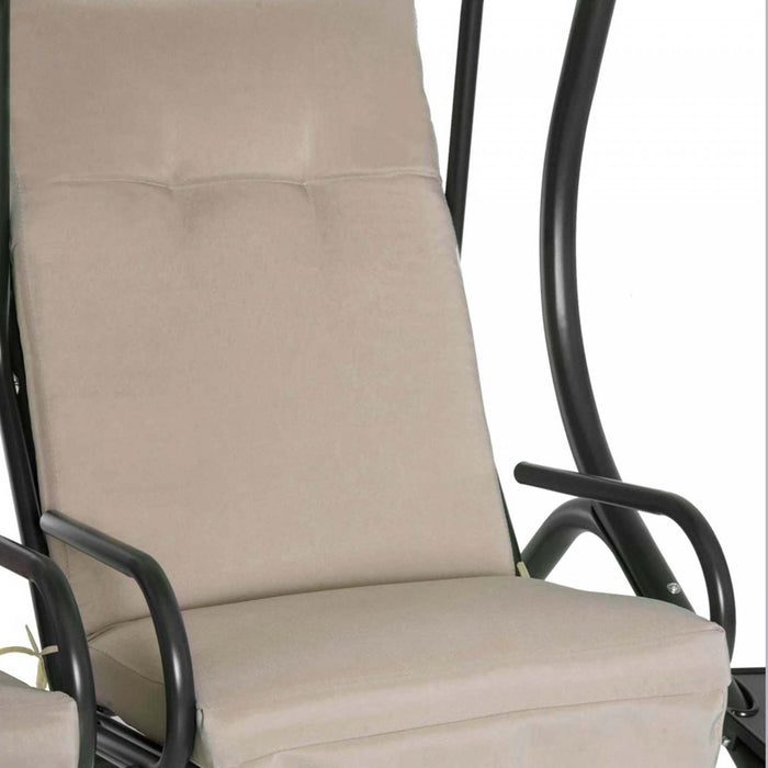 Outsunny Balancoire D'exterieur 2 Places Avec Auvent Et Coussins, Beige