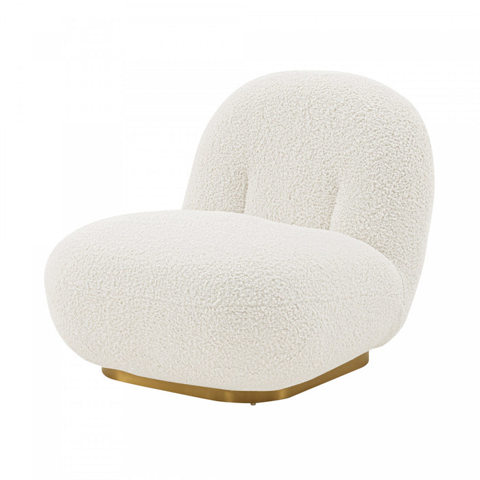 Fauteuil lounge moderne Edina en boucle blanc - Lot de 2