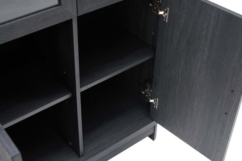 Armoire bibliotheque Jodie style mi-siecle moderne 79 cm en gris charbon (6 etageres)