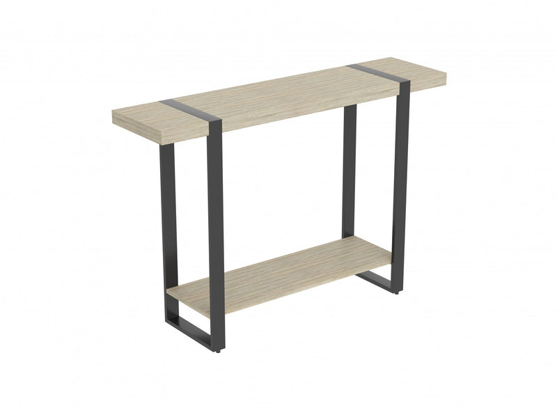 Console de 47 po avec 1 tablette - taupe foncé avec métal noir