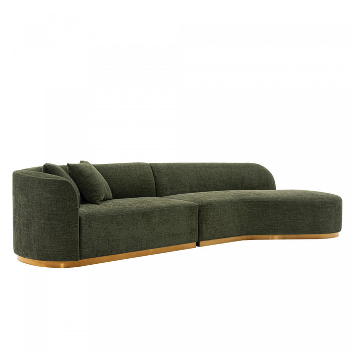 Canape d’angle moderne Daria 132\" en chenille vert olive