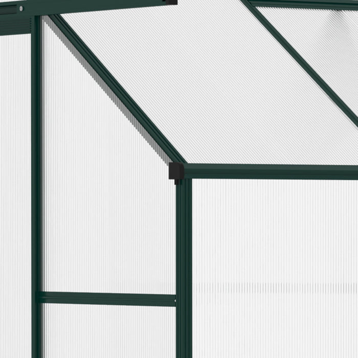 Outsunny Serre De Jardin Aluminium Polycarbonate Serre A Tomates Jardinerie Plantes Avec Fenetre Et Porte Coulissante Dim. 75.5\"l X 50\"l X 86.5\"h Transparent Et Vert