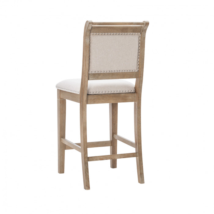 Tabouret Emmy de hauteur comptoir en tissu - gris