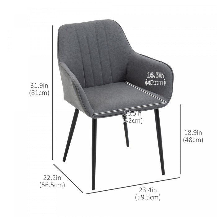 HOMCOM Ensemble de 2 chaises de salle a manger rembourrees, pieds en metal