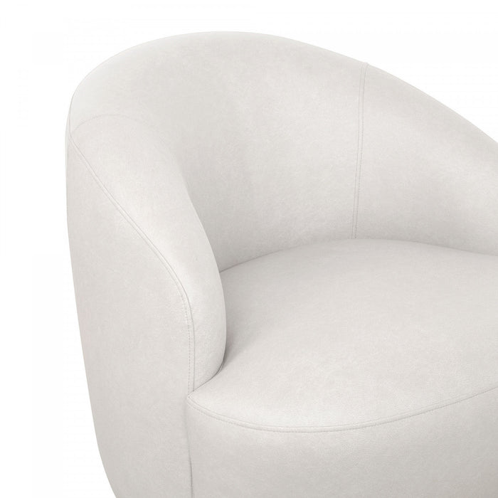 Fauteuil d’appoint pivotant moderne contemporain Lukas, rembourre, couleur creme