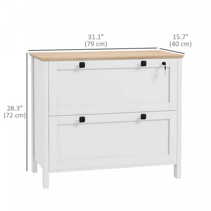 HOMCOM Classeur a 2 tiroirs avec serrure et barre de suspension reglable