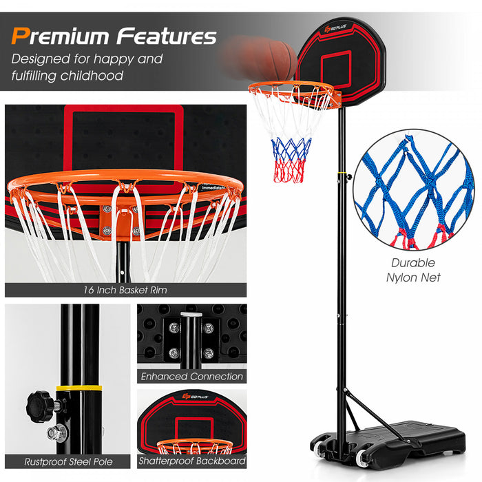 Support De Panier De Basket Reglable Pour Enfants De Marque Costway Avec Roues Et Panneau Incassable En Filet Durable
