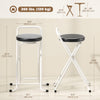 HOMCOM Folding Stools Set of 2, Foldable Bar Stools with PU Seat, Black