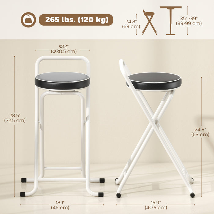 HOMCOM Lot de 2 Tabourets de Bar Pliables, Siege en PU, Noir
