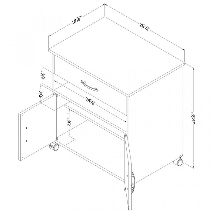Axess Rangement A Imprimante Sur Roulettes - Blanc Solide