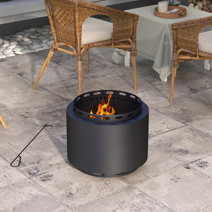 Outsunny Foyer Sans Fumee, Foyer A Bois Portable De 19 Po, Noir