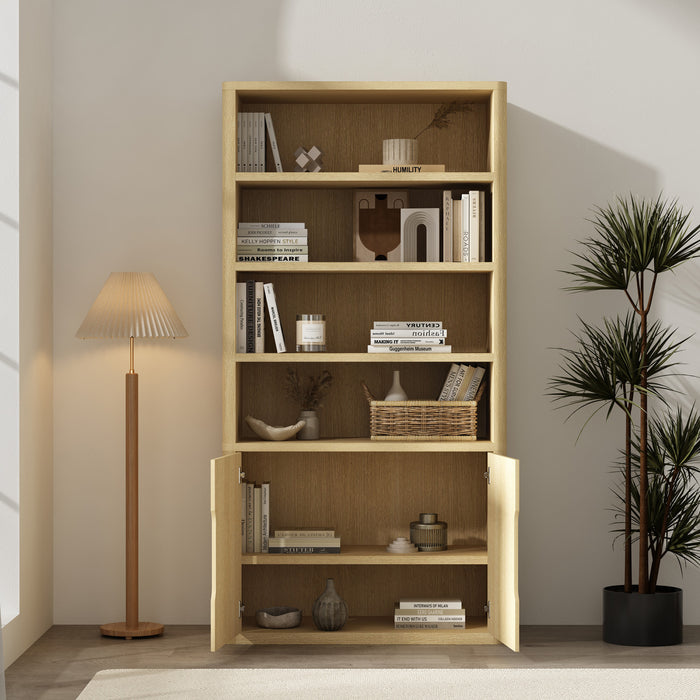 Armoire bibliotheque moderne Rivington 40\" en chene naturel